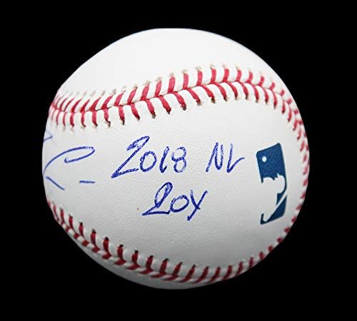 Ronald Acuna Autografat/semnat Atlanta Rawlings Major Major League Baseball cu inscripția „2018 NL Roy”