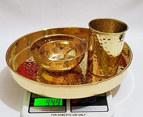Sursa pură India Pure Brass Brasmed Thali Set 10 inch,