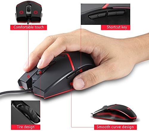 Gaming Mouse Wired [Programable] [Lumina de respirație] [3200 DPI] [Set de reglare a greutății], Zelotes PC, Computer Gamer