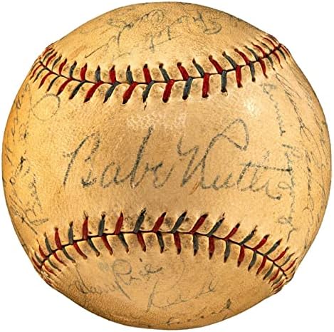 Babe Ruth/Lou Gehrig a semnat 1930 Yankees Team Baseball JSA 175352 - Baseballs autografate
