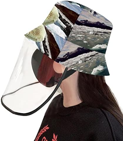Pălărie de protecție pentru adulți cu scut de față, pălărie de pescar anti -Sun Cap, Psyche Sky Ocean Bird