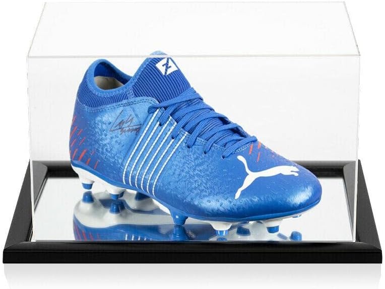 Cizmă de fotbal semnată Luis Suarez - Puma, albastru - în carcasă de afișare acrilică - Cleaturi de fotbal autografate