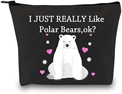 Xyanfa Polar Bears machiaj Bag Polar Bear Lover cadou Arctic Polul Nord cosmetice Bag chiar îmi plac urșii polari
