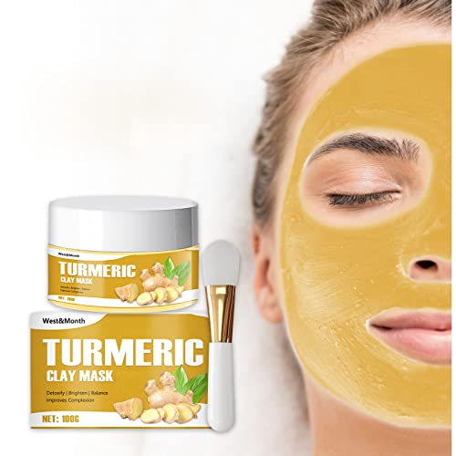 Mască facială Turmeric, mască de noroi Detox pentru îngrijirea pielii,mască de noroi Turmeric pentru acnee,murdărie,ulei și