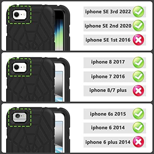 Carcasă pentru iPhone pentru iPhone SE 2022/2020, pentru iPhone 8/7/6/6s cu [2pack] protector de ecran de sticlă temperat,