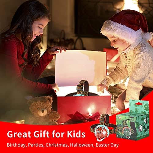 Lanternă cu far LED, far Dinosaur Mulikoya cu benzi elastice, lanternă cu cap Triceratops pentru copii, lanternă cu lampă cu