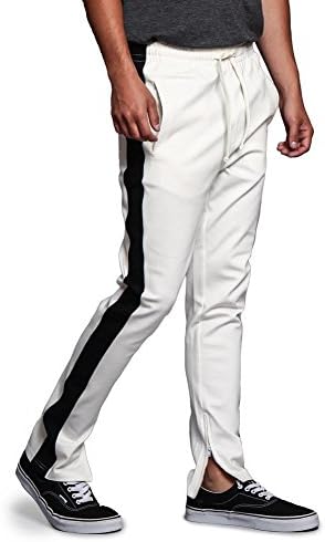 Bărbați Premium 4-Way Extra Elastic glezna Zip Contrast exterior partea Stripe Slim Fit Cordon Track pantaloni