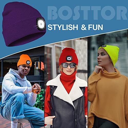 Bosttor pălărie LED Beanie cu lumină, capac far reîncărcabil, pălărie Unisex caldă de iarnă cu lanternă pentru alergare drumeții