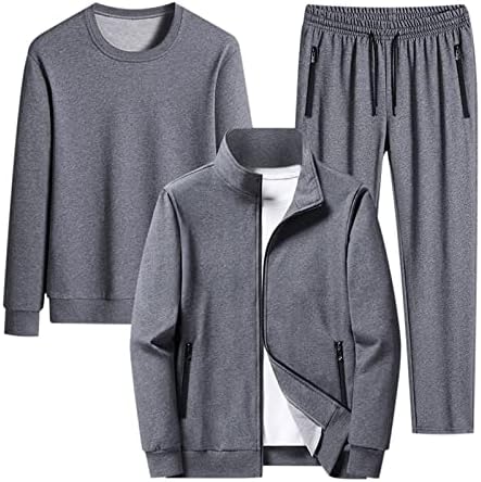 Piese pentru bărbați 3 piese seturi de îmbrăcăminte activă pentru jachete casual cu fermoar +top +pantaloni lungi jogging gimnastică