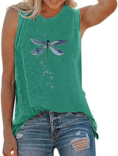 Femei topuri de rezervor pentru femei imprimate libelule de vară tricouri fără mâneci bluză grafică antrenament de gimnastică