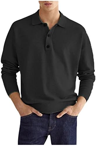 Tricouri pentru bărbați casual casual solid roblover buton de antrenament cu mânecă lungă bluze clasice plus tunici de mărime