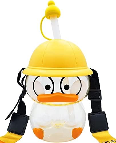 DreamFocus Dreast Duck Duck Bottle cu paie, farmece kawaii și curea pentru băieți cadouri școlare