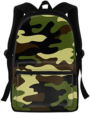 Pentru u Designs Army Green Camuflage Laptop Laptop Rucsacuri de școală medie pentru băieți pentru băieți călători
