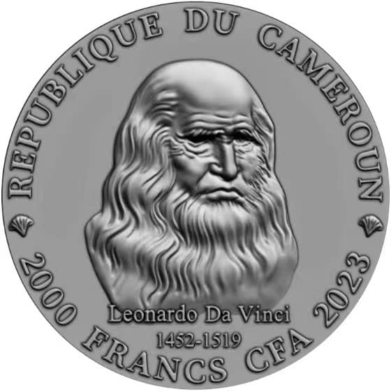 2023 De Modern Comemorative Powercoin Leda și Swan 2 Oz Silver Monedă 2000 Francs Camerun 2023 Finisaj antic