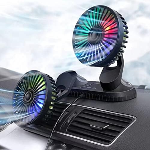 Ventilator de răcire a ventilatorului auto auto de deeyota pentru autovehic pentru autovehic pentru autovehicul pentru mașina de circulație a aerului USB pentru mașina/SUV -ul fixat în tabloul de bord cu lămpi de atmosferă RGB Light Funcție