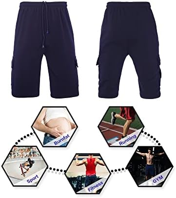 Pantaloni scurți de marfă pentru bărbați din fleece pentru bărbați, ușor relaxat potrivită elastic elastic drawstirng atletic