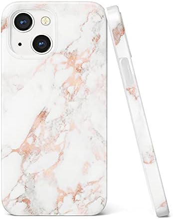 carcasă uCOLOR compatibilă cu iPhone 13 Mini 5.4 2021 model de marmură din aur roz elegant hibrid Mat Ultra subțire moale TPU