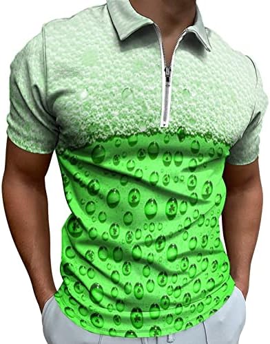 XXBR 2023 New Mens St Patricks Day Fashion Casual 3D Digital Digital Speel Zipper Cămașă cu mânecă scurtă pentru bărbați