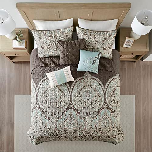 Set de quilt Madison Park Design tradițional al damascului, tot sezonul, set de lenjerie de pat pentru paturi ușoare, coafuri