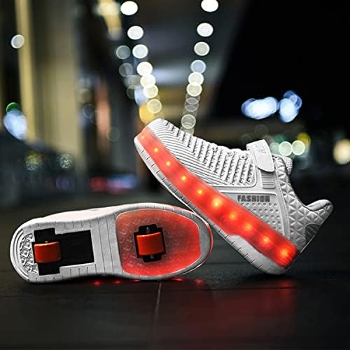 Ehauuo copii două roți pantofi cu lumini reîncărcabile Patine cu rotile Pantofi retractabil roți pantofi LED intermitent adidași
