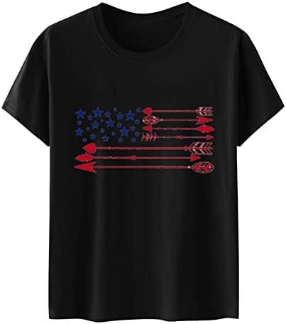 4 iulie Tricouri Camasi pentru femei maneci scurte O-Neck Tricouri American Flag Stars Stripes Tie-Dye Tricou tunica Topuri
