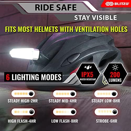 Blitzu 2023 Cyborg 200h Faru de bicicletă sau 200t Lumină de coadă USB-C lumini cu biciclete LED reîncărcabile setat în față în față, accesorii pentru reflectoare de siguranță pentru ciclism