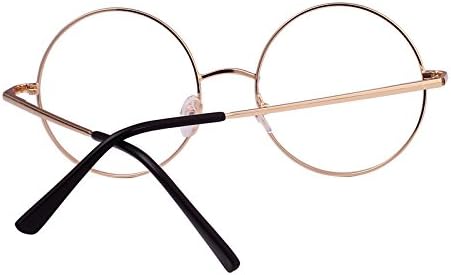 Agstum Retro Round Metal Non-prescripție Ochelari de ochelari cu lentilă limpede cu balamală cu balamală