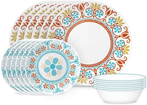 Corelle Terracotta Dreams Visele Set pentru 6, 18 bucăți și teracotă vise Plate de salată set pentru 6 | Set de plăci de bucătărie