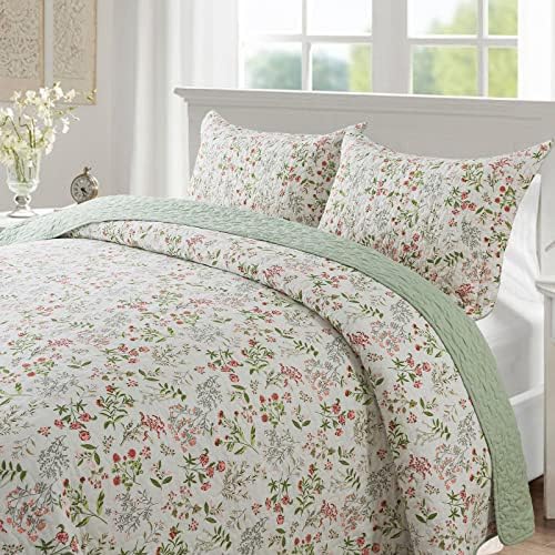 Seturi de plapumă de pat din bumbac nou-bumbac set de acoperire reversibilă de patchwork, înflorit model floral clasic, dimensiune