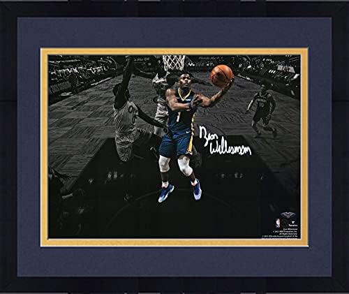 Încadrat Zion Williamson New Orleans Pelicans Autographated 11 x 14 Layup invers vs. Orlando Magic Spotlight Fotografia - Fotografii