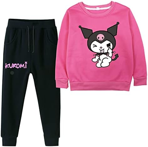 Benlp Pister Boys Girls Kuromi Graphic Hanorac Graphic + pulover Pantaje-2 piese echipaj pentru gât costume pentru copii