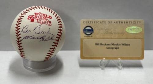 Bill Buckner și Mookie Wilson au semnat și înscris 1986 Baseball Seria Mondială din 1986. Steiner - baseball -uri autografate