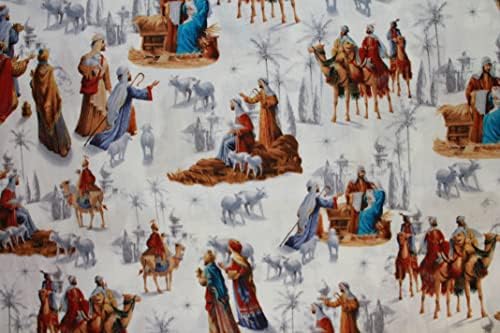 Nașterea Domnului Fabric Crăciun înțelepți bărbați Sfânta Familie Fabric vândut de către trimestrul de grăsime nou BTFQ