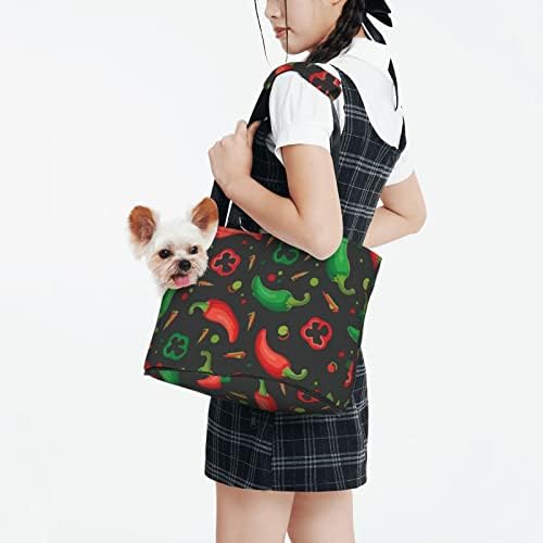 Soft Sided Travel Pet Carrier Tote Hand Bag Vegan-Peppers-Roșu-Verde-Chili Portabilă Geantă Portabilă Pentru Câini/Pisici