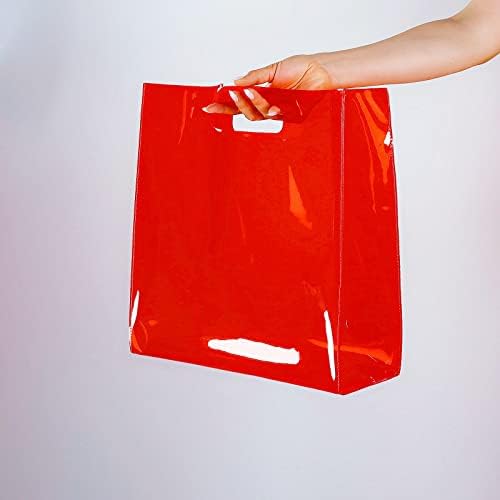 Clear Tote Vinyl Plastic PVC PVC Mare Shopper Carrier se ocupă transparent roșu mare