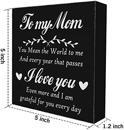 Pentru mama mea te iubesc semn de cutie din lemn negru, cadou de ziua de naștere pentru mamă semne cu cutie de bloc din lemn,