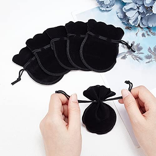Ph Pandahall 100pcs Black Gourd Velvet Bijuterii Genti Pungi cadou pungi de mână bijuterii Favorizați pungi de sac pentru petrecere