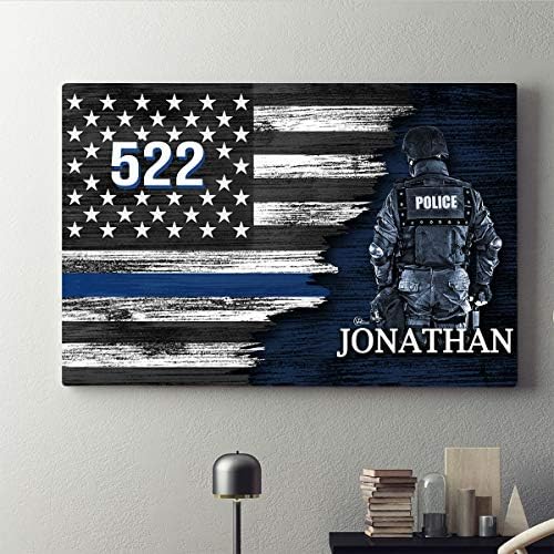 VTH global personalizat nume personalizat număr de insigne ofițer de poliție subțire linie albastră vie vie materie steag american