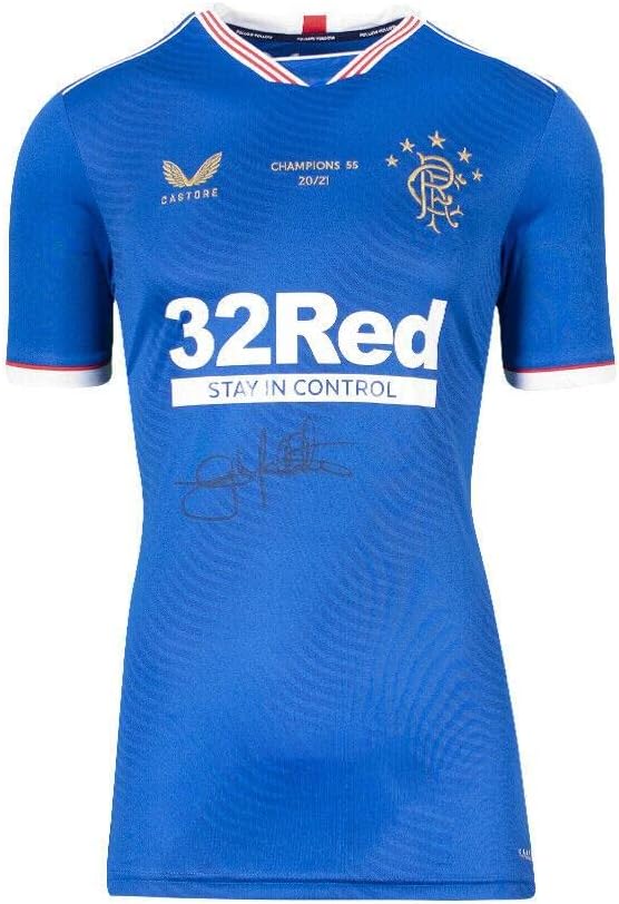 Cămașa Rangers Gary McAllister - 2020-21, Campioni 55 Autograf - Tricouri de fotbal autografate