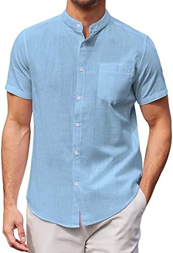 Vara T-shirt pentru Barbati Barbati primavara si vara Solid Top camasa Casual Bumbac Stand guler Top Plus Dimensiune Mens T