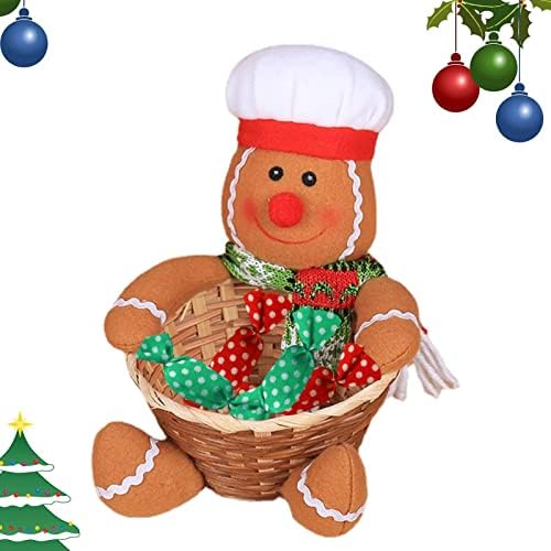 Coș de depozitare a bomboanelor de Crăciun drăguț Moș Crăciun, ren, om de zăpadă, om de turtă dulce, coș cadou pinguin și pungi