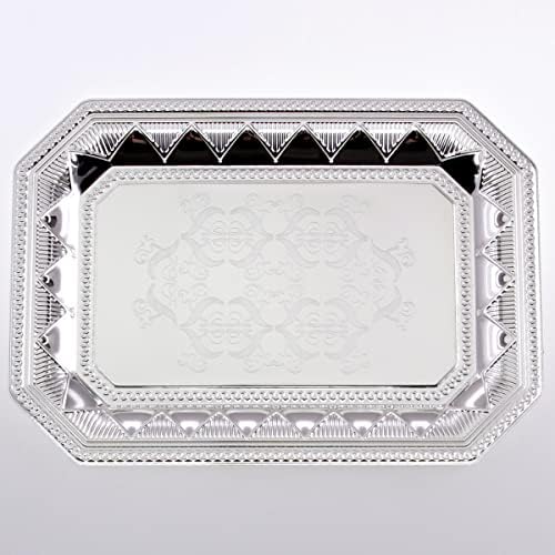 Maro megastore 11,3 inch x 8 inch octogonal crom placat argintiu tavă de servire elegantă design floral gravat petrecere decorativă