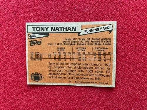 1981, Tony Nathan, „Autografe”, Delfini de cărți de rookie Topps - Carduri de rookie cu fotbal cu fotbal au fost autografate