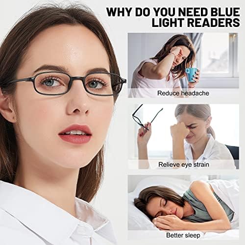 Occi Chiari 4 Pack Blue Blocking Blocking Ochelarii de citire a femeilor pentru bărbați UV UV Readers 1.0 1,25 1,5 1,75 2,0