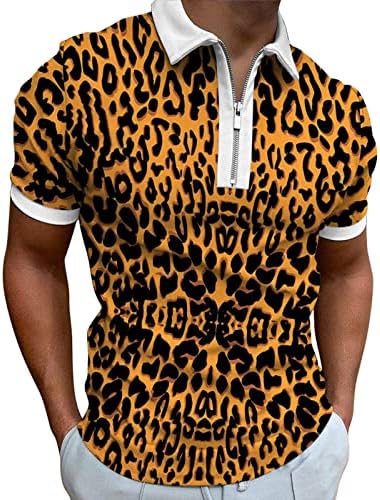 XXBR MENS CLASCĂ CLASCĂ CLASC SCURTĂ POLO SIMP UP CASCE VARĂ VARM Slim Fit Tricouri Leopard Graphic Graphic Tops Tricouri de
