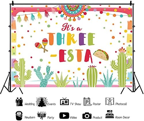 Renaiss 7x5ft Mexican a treia zi de naștere fundal Fiesta trei-esta Petrecere Decor fotografie fundal pentru copii copii Cactus