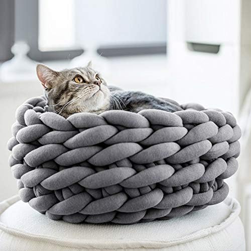 Norocos Monet Bumbac Tricotate Pet pat Coș cald țesute pisica cuib Cuddler confortabil pentru Câini & amp; pisici