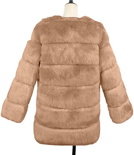 Femei de lux iarnă caldă caldă pufoasă fauxfur jachetă cu haină scurtă