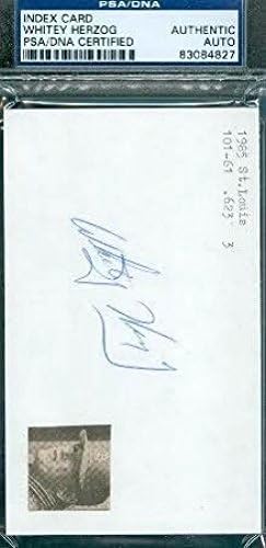 Whitey Herzog Autograph 3X5 Card Index Semnat PSA/ADN autentic