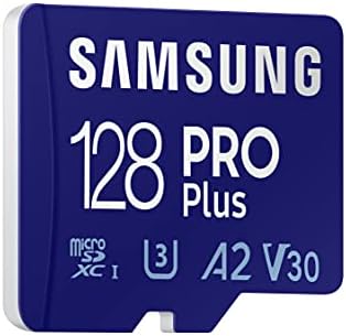 Samsung Pro Plus + Reader 128 GB MicroSDXC până la 160 MB/s UHS-I, U3, A2, V30, Card de memorie HD și 4K UHD pentru smartphone-uri